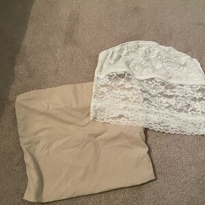 Nude and white lace Bandeau tops size medium